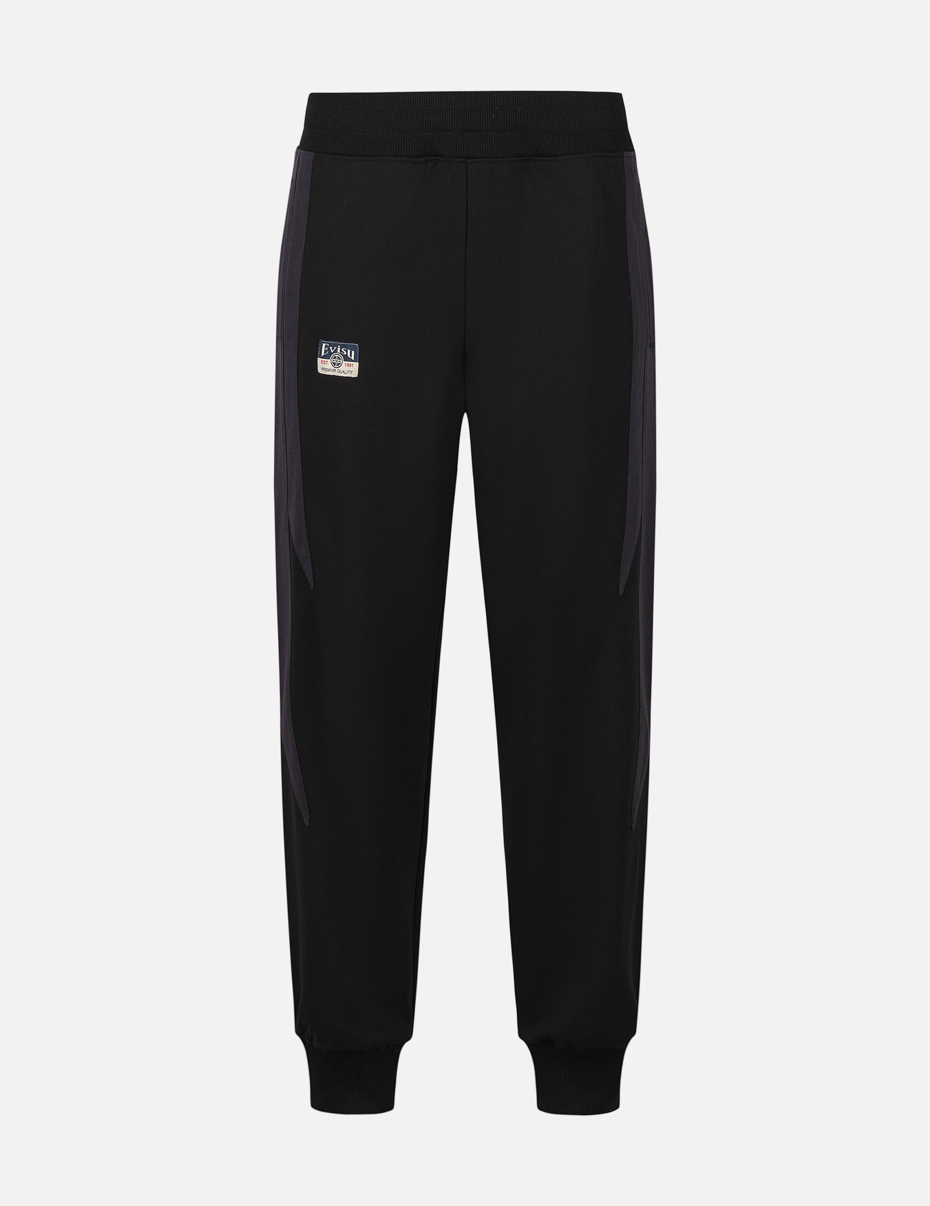 Panel Blocking with Colorful Logo Print Relax Fit Sweatpants